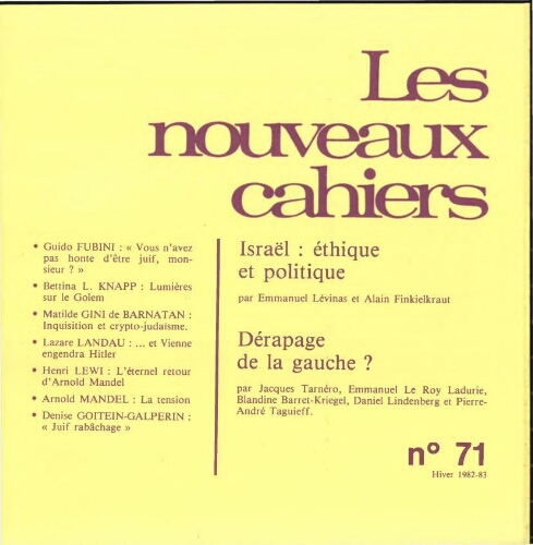 Les Nouveaux Cahiers N°071 (Hiver 1982-83)
